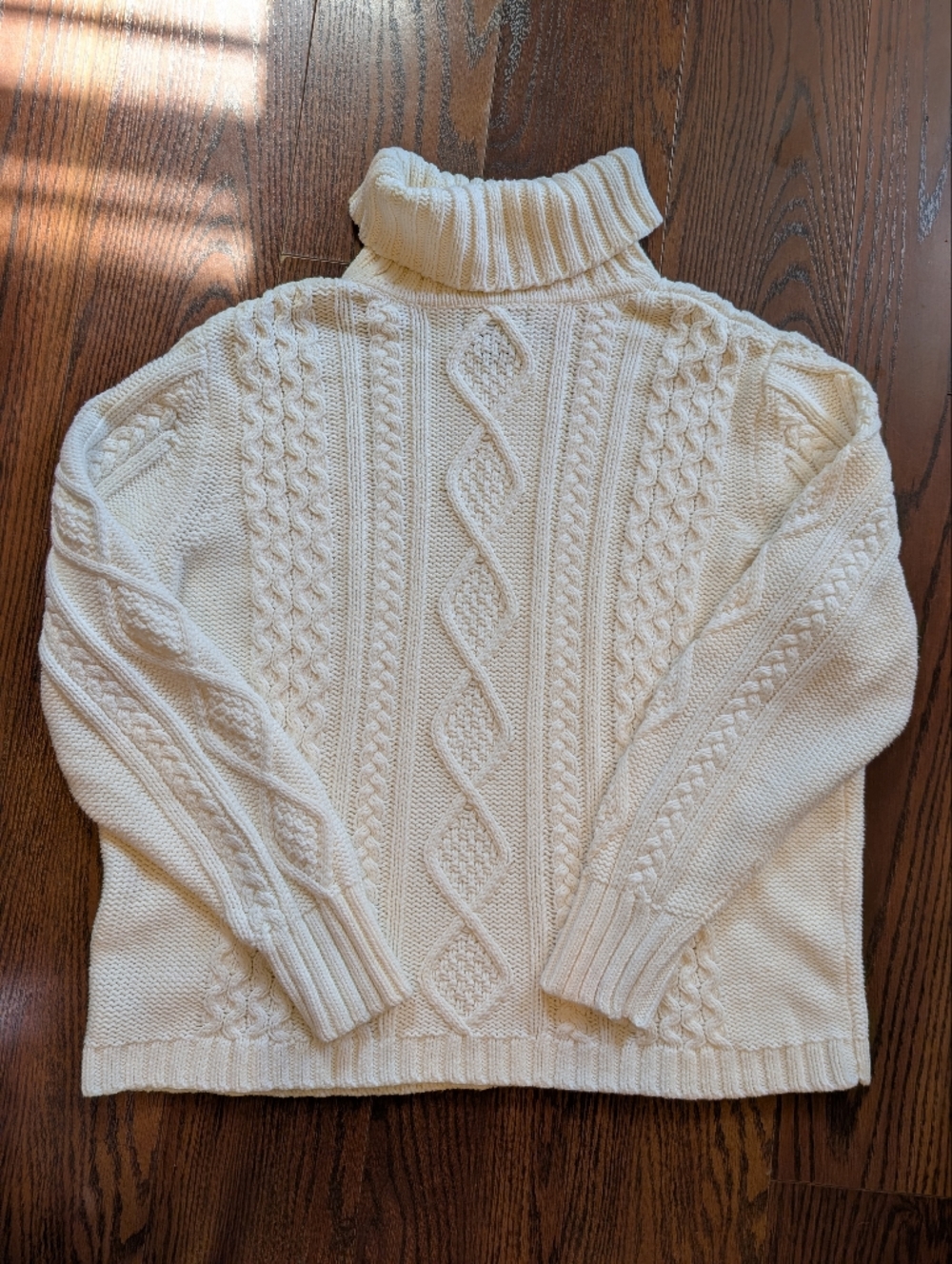 Eddie Bauer Ivory Cable Knit Turtleneck Sweater 2X Classic Fishermancore Grandpa